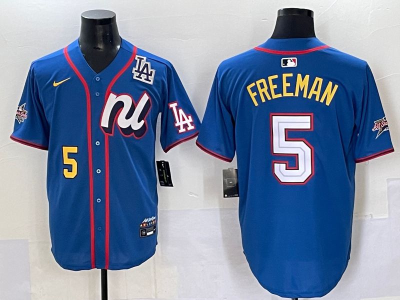 Men 2025 Los Angeles Dodgers #5 Freeman Blue All star Nike MLB Jersey style 8